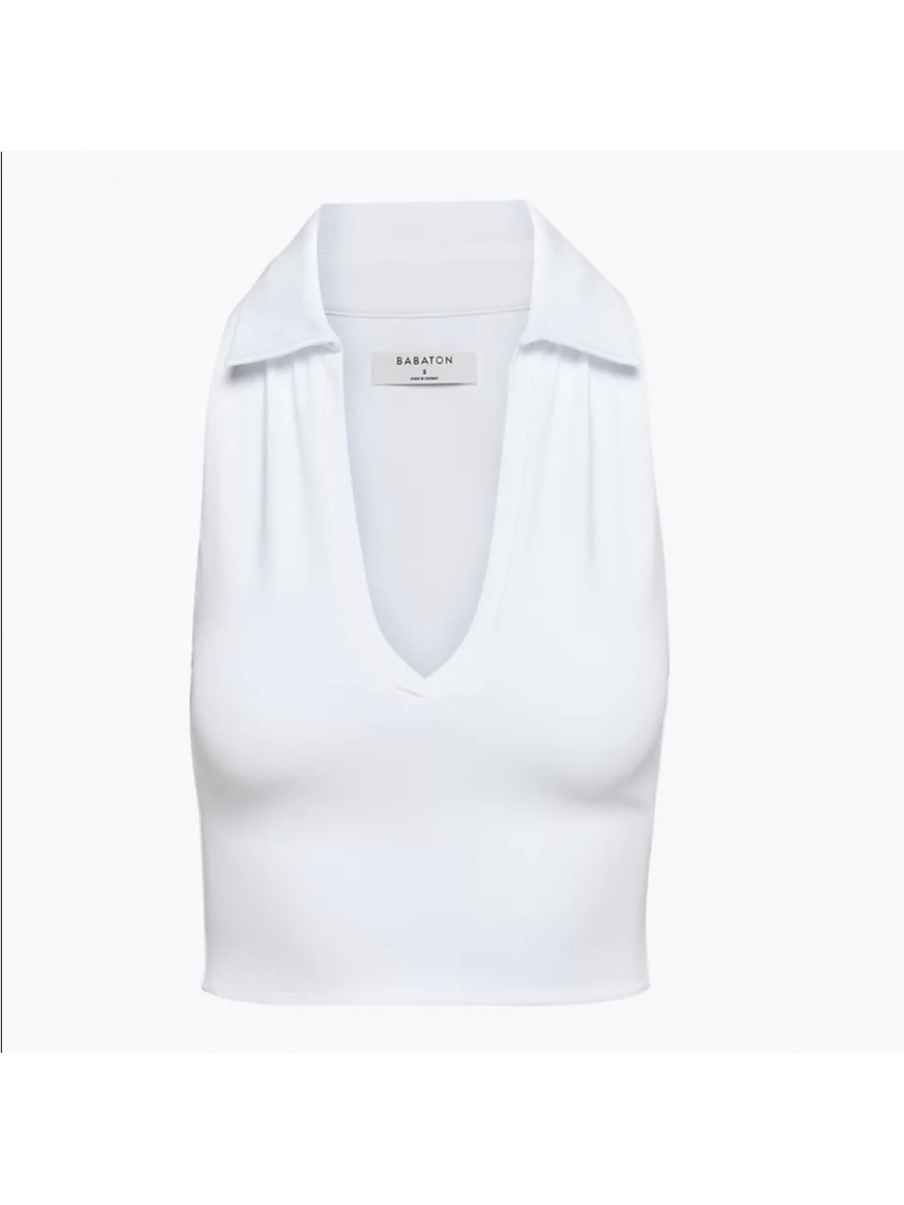 Babaton White V-Neck Collared Tank